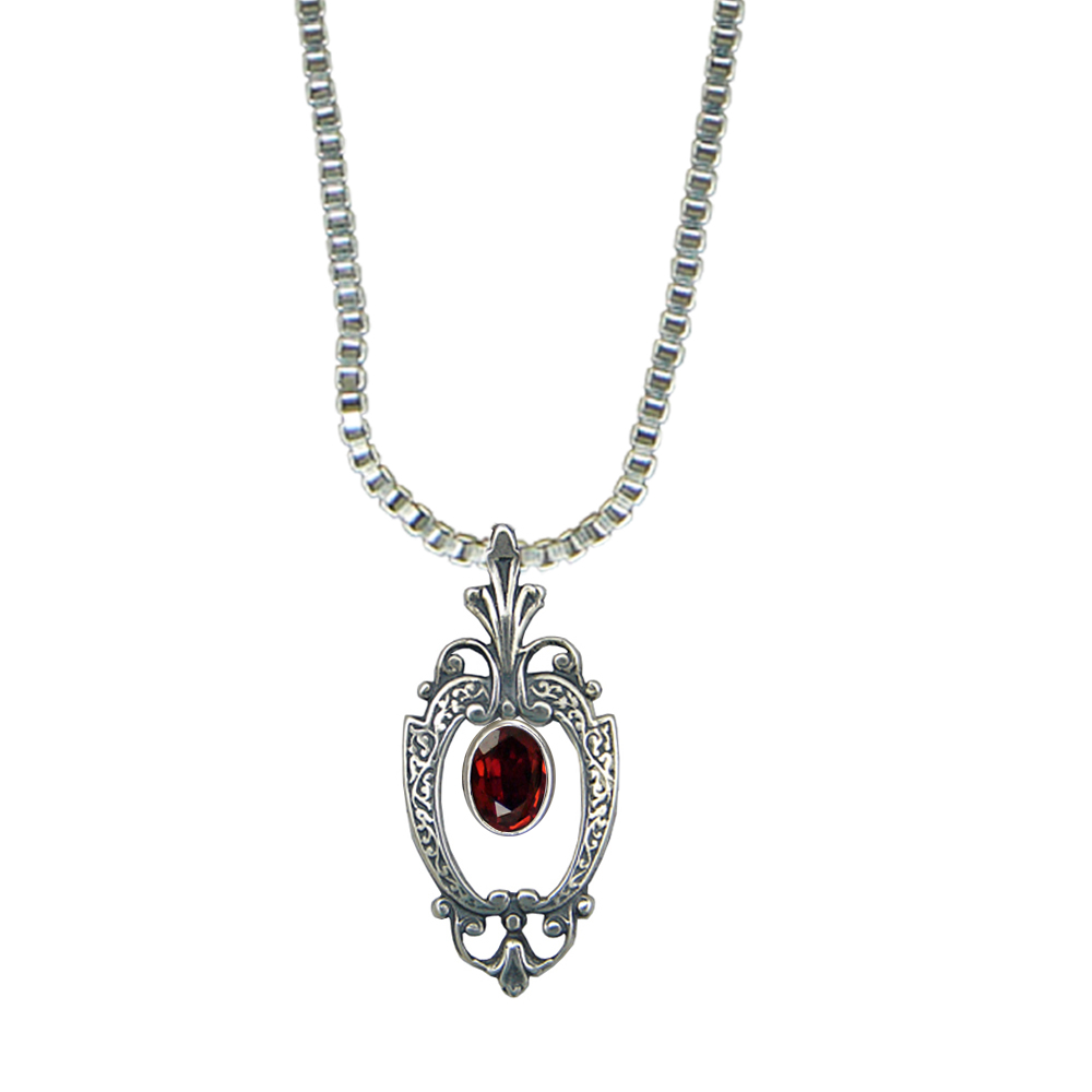 Sterling Silver Victorian Necklace With Garnet